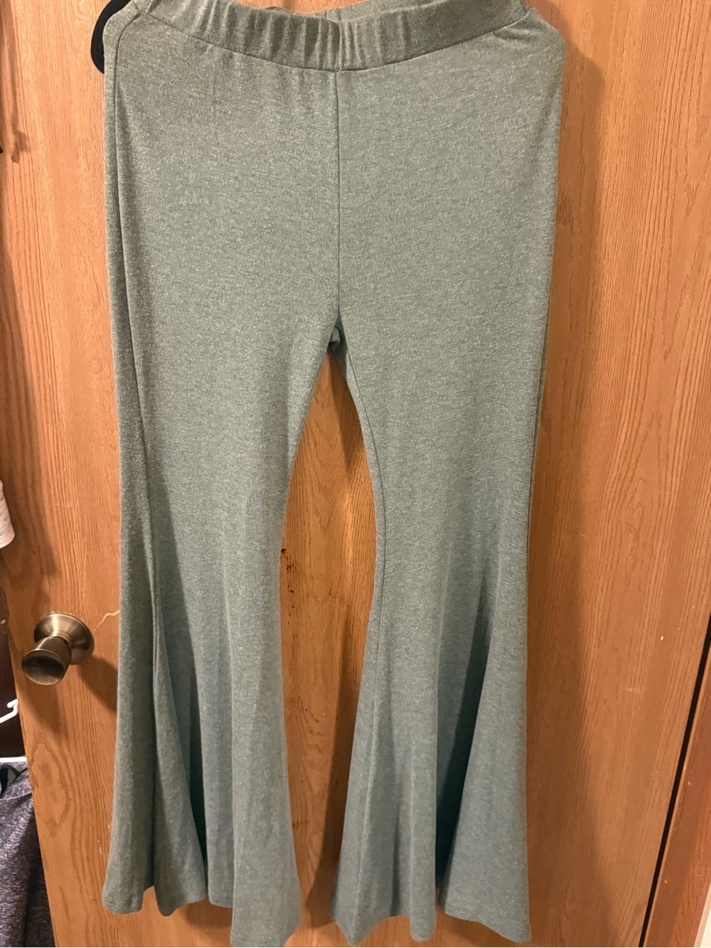 WomensSage Green Flared Knit Pants